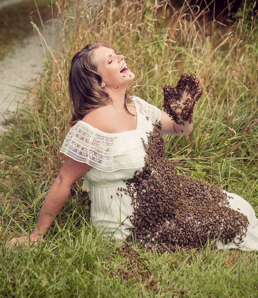 20 000 живых пчел для сумасшедшей фотосессии с беременной женщиной
