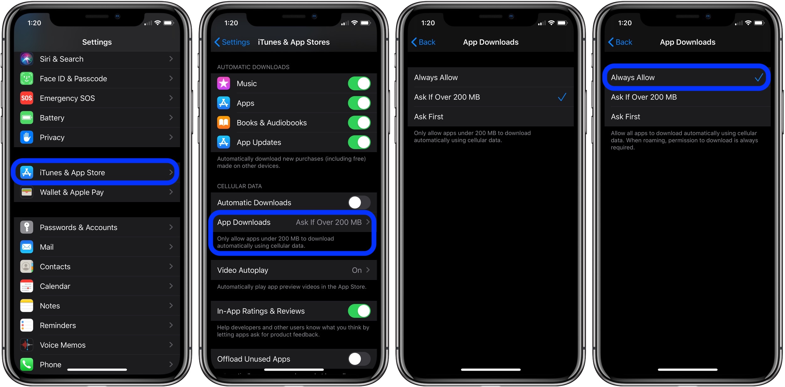 iOS 13: как загрузить приложение любого размера через сотовую связь с iPhone