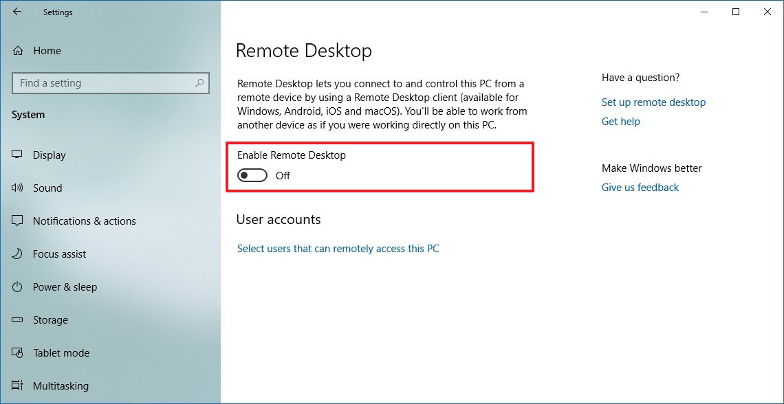 Как включить удаленный рабочий стол в Windows 10