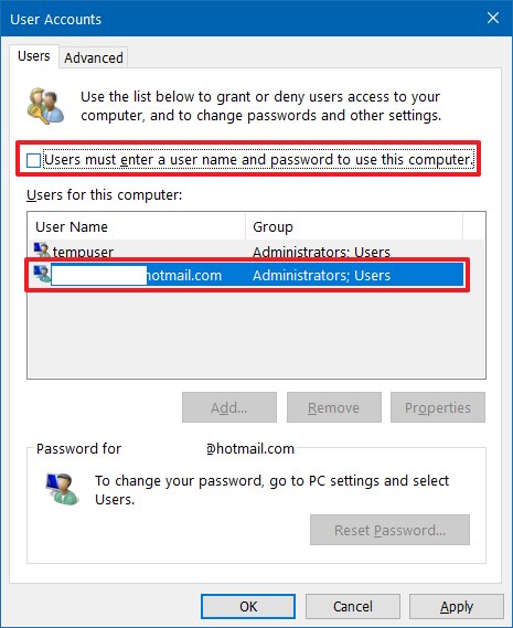 Как удалить пароль для входа в Windows 10